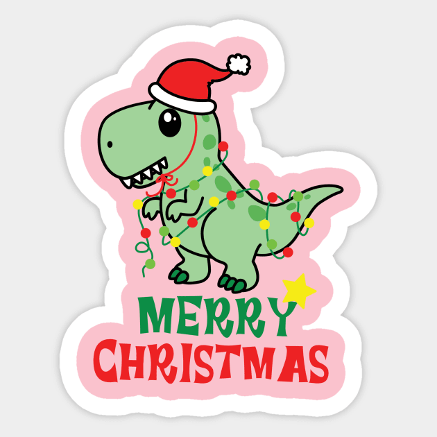 Merry Christmas Dinosaur Design Sticker by Tshirt design fun